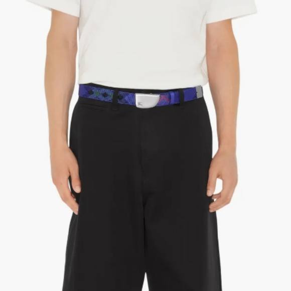 NWT Burberry Blue Check Webbing Shield Belt - Picture 2 of 3